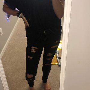 Black ripped super skinny jeans from Hollister